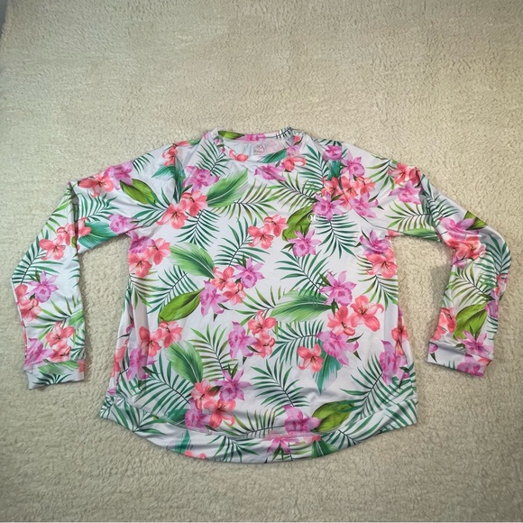 Hurley Floral Tropical Rash Guard Swim Top Long Sleeve UPF 50+ Size M - Picture 3 of 8